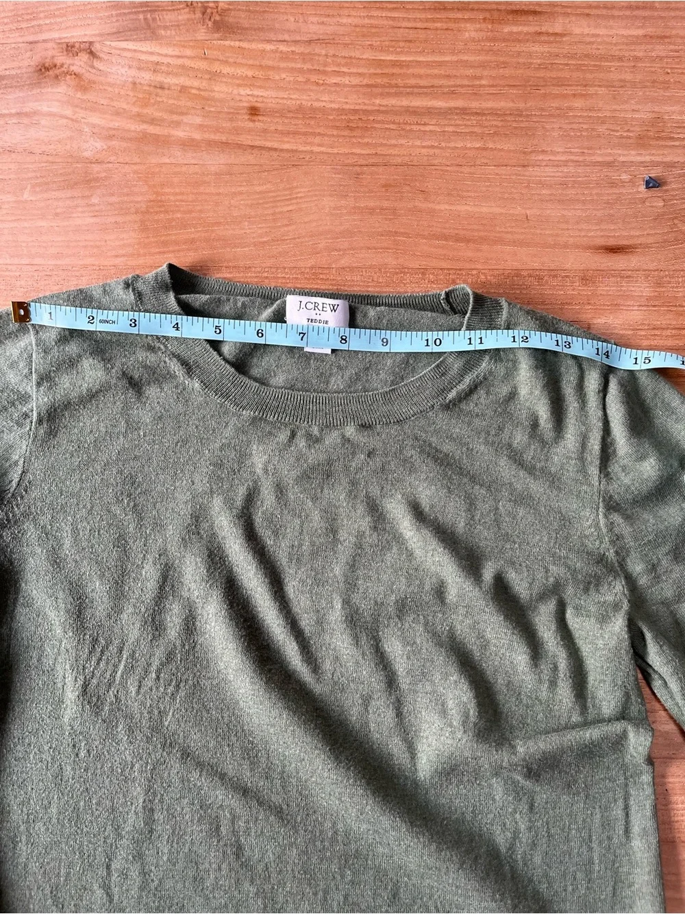 J. Crew Teddie Crewneck Sweater in Sage Green 100% Cotton Size S
